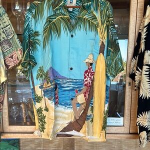 Reyn Spooner Blue and Green Casual Button Down Shirt